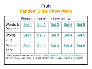 Fruit Random Slide Show Menu