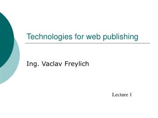 Technologies for web publishing