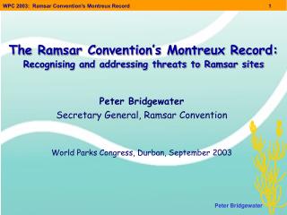 The Ramsar Convention’s Montreux Record: Recognising and addressing threats to Ramsar sites