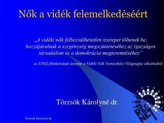 Nők a vidék felemelkedéséért