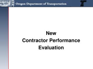 New Contractor Performance Evaluation