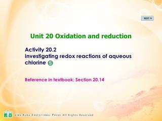 Activity 20.2 Investigating redox reactions of aqueous chlorine