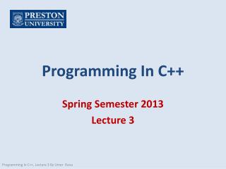 Programming In C++