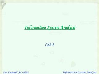 Information System Analysis Lab 6