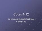 Cours 12