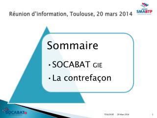 Réunion d’information, Toulouse, 20 mars 2014