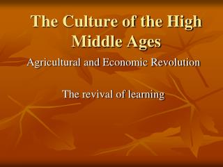 The Culture of the High Middle Ages