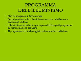 PROGRAMMA DELL’ILLUMINISMO