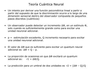 Teoría Cuántica Neural