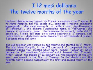 I 12 mesi dell’anno The twelve months of the year