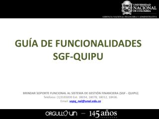 GUÍA DE FUNCIONALIDADES SGF-QUIPU