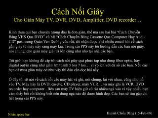 Cách Nối Giây Cho Giàn Máy TV, DVR, DVD, Amplifier, DVD recorder…