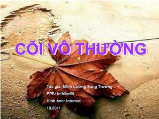 CÕI VÔ THƯỜNG