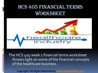 HCS 405 Week 1 Health Care Financial Terms Worksheet Paper