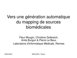 Vers une génération automatique du mapping de sources biomédicales