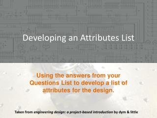 Developing an Attributes List