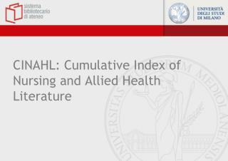 CINAHL: Cumulative Index of Nursing and Allied Health Literature