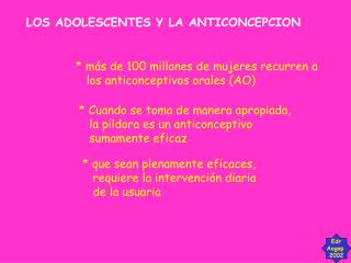 LOS ADOLESCENTES Y LA ANTICONCEPCION