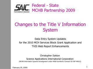 Federal - State MCHB Partnership 2009