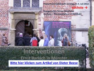 Interventionen Ernst Barlach in Münster Bitte hier klicken zum Artikel von Dieter Beese