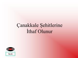 Çanakkale Şehitlerine İthaf Olunur