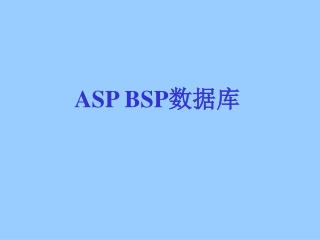 ASP BSP 数据库