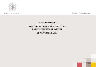 KONTAKTMØTE MELLOM SALTEN REGIONRÅD OG POLITIMESTEREN I SALTEN 21. NOVEMBER 2008