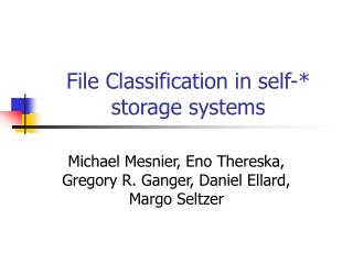 File Classification in self-* storage systems