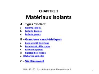 CHAPITRE 3 Matériaux isolants