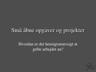 Små åbne opgaver og projekter