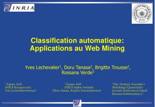 Classification automatique: Applications au Web Mining