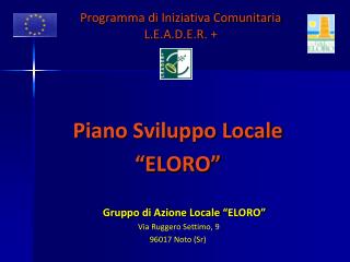 Programma di Iniziativa Comunitaria L.E.A.D.E.R. +