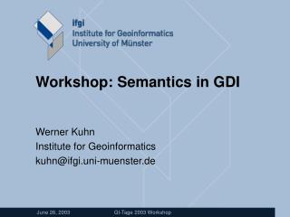 Workshop: Semantics in GDI