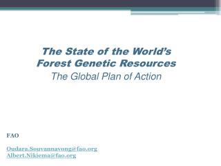 The State of the World’s Forest Genetic Resources The Global Plan of Action