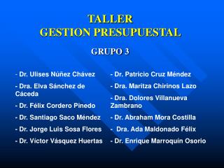 TALLER GESTION PRESUPUESTAL