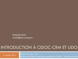 Introduction à CIDOC-CRM et LIDO