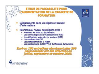 ETUDE DE FAISABILITE POUR L’AUGMENTATION DE LA CAPACITE DE FORMATION