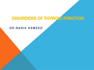 Disorders of Thyroid Function