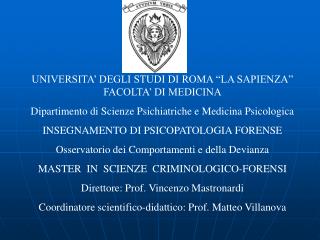 UNIVERSITA’ DEGLI STUDI DI ROMA “LA SAPIENZA” FACOLTA’ DI MEDICINA