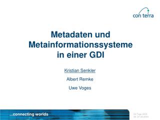 Metadaten und Metainformationssysteme in einer GDI