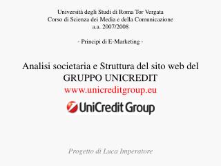 Analisi societaria e Struttura del sito web del GRUPPO UNICREDIT unicreditgroup.eu