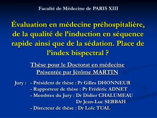 Thèse pour le Doctorat en médecine Présentée par Jérôme MARTIN