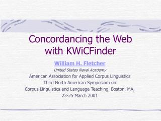 Concordancing the Web with KWiCFinder