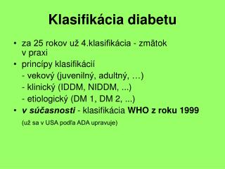 Klasifikácia diabetu