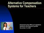 Alternative Compensation Systems for Teachers