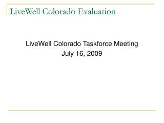 LiveWell Colorado Evaluation
