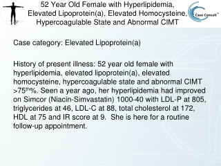 C ase category: Elevated Lipoprotein(a)