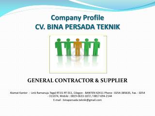 Company Profile CV. BINA PERSADA TEKNIK