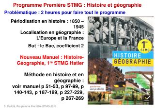 Programme Première STMG : Histoire et géographie