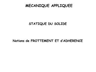 STATIQUE DU SOLIDE